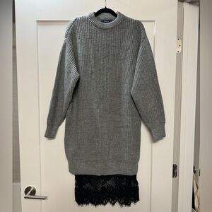 Zara : thick sweater dress with lace lining